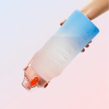 1.5 / 2L yüksek değerli açık alan sporları su ısıtıcısı büyük kapasiteli saman spor su şişesi buzlu degrade su bardağı  5