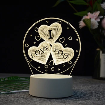 1 Adet Akrilik Yaratıcı LED Aşk Gece Lambası 3D Görsel RGB Lamba Renkli Degrade Dokunmatik Dimmer Hediye Çocuklar İçin USB DC5V  3