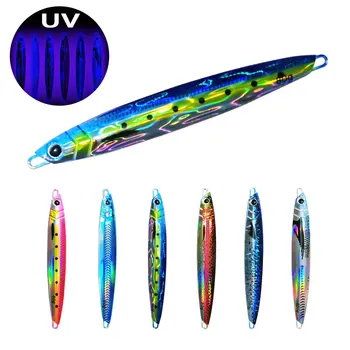 1 ADET Metal Yavaş Düşen Jİg UV Jig 3D Baskı Pesca Balıkçılık Glow Fener Sert Yem Batan Jig Cazibesi 60g80g120g150g200g250g Yem  10