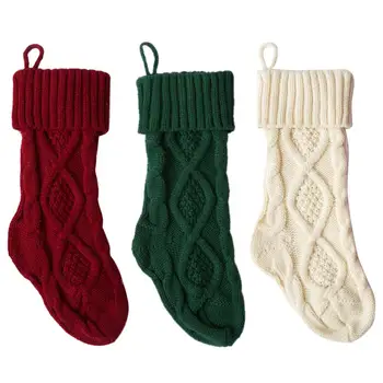 1 ADET Noel Çorap Örgü Noel Çorap Büyük Şömine Asılı Çorap Aile yılbaşı dekoru Noel Güzel hediye çantası  5