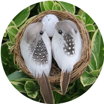 1 Takım Gerçekçi Tüylü Kuşlar Yuva Kuşlar Yumurta Yaratıcı Yapay Zanaat Bahçe Çim Dekor Ev Araba Süsleme  5