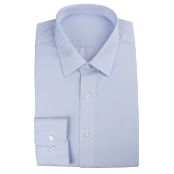 100s 2 katlı Lüks Elbise Gömlek Özel %100 % Pamuk Açık Mavi Şerit iş gömleği 100s İki Katlı Kırışıklık Ücretsiz Özel Erkek Gömlek  5