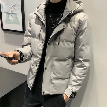 2022 erkek Kış Yeni Moda Kalınlaşmak Sıcak Katı Parkas Erkek Pamuk Yastıklı Kapşonlu Ceketler Erkekler Uzun Kollu İnce Giyim G434  5