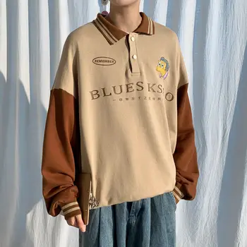 2022 erkek Pamuklu Rahat Uzun Kollu Hoodies Gevşek Moda Tişörtü Haki / yeşil / mavi Renk Mont Yaka Yaka Kazak M-2XL  10