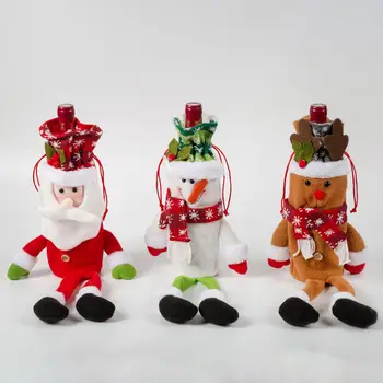 2022 Noel Noel Baba Kardan Adam Elk Bebek Karikatür 3D Kırmızı Şarap şişesi kapağı Merry Christmas Süslemeleri Ev İçin Noel Süsler  3