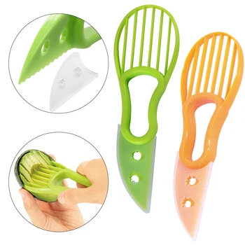 3 İn 1 Avokado Dilimleme Shea Tart Tereyağı Meyve Soyucu Kesici Bıçak Mutfak Meyve Sebze Araçları Shea Yağı Bıçak Mutfak Gadget  5