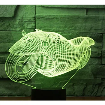 3D LED gece ışıkları dinamik motosiklet ev dekorasyon için 7 renk ışık ile lamba inanılmaz görselleştirme optik Illusion Aweso  10