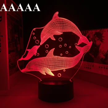 3D ıllusion Yunus Aile masa lambası Dokunmatik LED Gece Lambası Ev Odası Hayvan Lampen Dekorasyon Yaratıcı masa lambaları Hediye  5