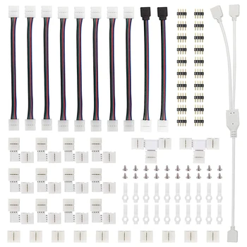5050 10Mm 4Pin için LED Şerit konektör Kiti, 8 Tip Lehimsiz LED Şerit Aksesuarı içerir, Çoğu Parçayı Sağlar  5