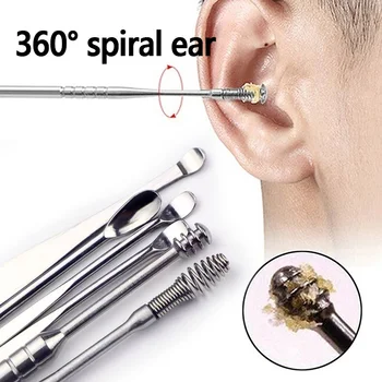 6 adet Kulak Wax Remover Kulak Temizleme Kiti kulak temizleme çubuğu Earpick Kulak Temizleyici Kaşık Bakımı Kulak Temiz Aracı Bebek Yetişkinler için Kulak Bakım Seti Kulaklar  5