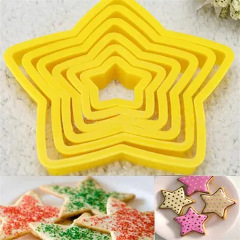 6 ADET Setleri kurabiye kesici Kalıp Noel Ağacı Yıldız Şekli Fondan Kek Bisküvi Kesici Kalıpları 3D Kek Dekorasyon Araçları Pişirme Kalıpları  5