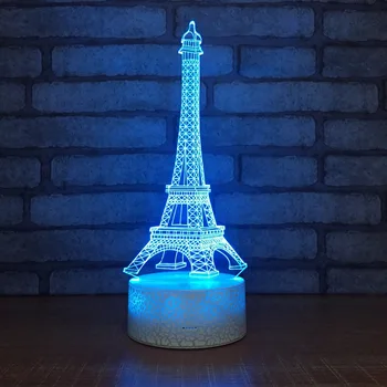 7 Renk Eyfel Kulesi 3D LED Gece Lambası Akrilik Optik 3D Illusion Abajur Masa Lambası Lumineuse Bebek Uyku Gece Lambası  10