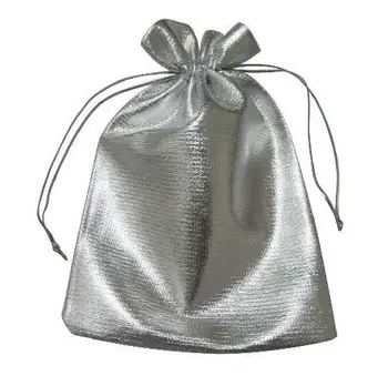 9 * 12cm 50 adet El Yapımı Gümüş İpli Çanta Düğün / Parti / Noel / Hediye / Takı Torbalar Ambalaj Poşetleri  10