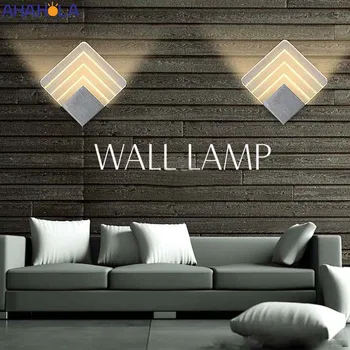 Akrilik alüminyum duvara monte yatak odası ışık Art Deco gümüş kapalı led duvar ışık ev yatak odası merdiven Led ışıkları  5