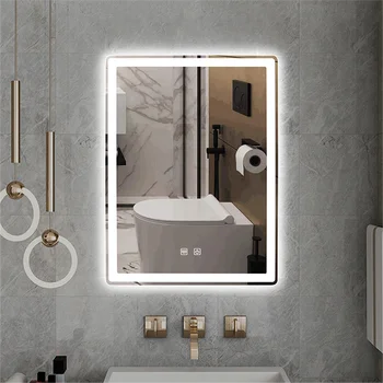 Akıllı Makyaj LED banyo aynası Duvar Banyo makyaj masası aynası Otel Tuvalet 3 renk ışık Anti-sis Ayna İle Dokunmatik Ekran  4