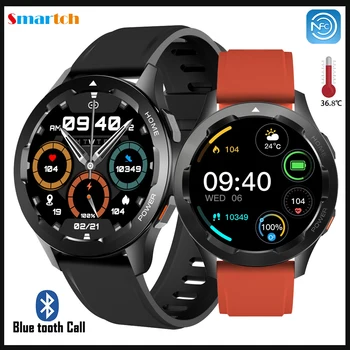 Akıllı saat Erkekler bluetooth Çağrı NFC Ses Asistanı Müzik Çalma Sıcaklık Kalp Hızı Kan Oksijen Testi Spor Smartwatch  5