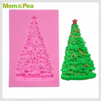 Anne ve bezelye MPA1685 Noel ağacı silikon kalıp şeker Yapıştır 3D fondan kek dekorasyon  5