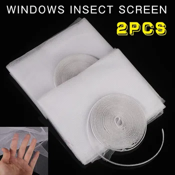 Anti Sinek Sivrisinek Örgü Net Seti Windows Sinek Böcek Sivrisinek Kovucu Ekran Beyaz Örgü Kendinden yapışkanlı 130 * 150cm  0
