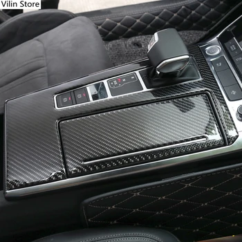 Araba Karbon Fiber Merkezi Konsol Vites panel dekorasyon Audi A6 C8 2019 Otomotiv İç Aksesuarları  5