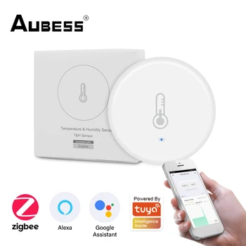 Aubess Tuya Akıllı ZigBee 3.0 Akıllı Sıcaklık ve Nem Sensörü Akülü Güvenlik Akıllı Yaşam App Alexa Google  5