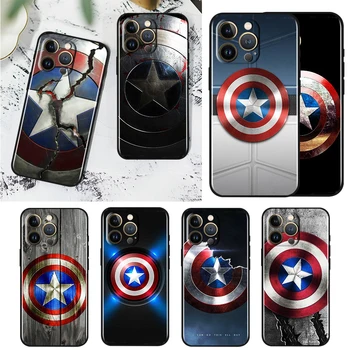 Avengers Kalkan Marvel Kılıf Apple iPhone 14 13 12 11 Pro Max Mini XS Max X XR 7 8 Artı SE2020 TPU Siyah Telefon Kapak  10