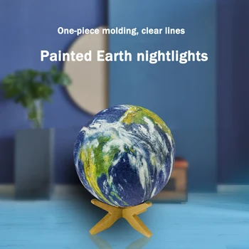 Ay Kız Çocuk Hediye Yaratıcı Masa Lambası LED Boyalı Toprak 3D Gece Lambası Ay top dekorasyon Ev için toprak ışıkları  10
