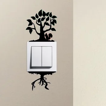 Ağacı Sevimli Sincap ışık anahtarı Komik Vinil Çıkartmalar Ev Dekorasyon Aksesuarları 4WS0166  5