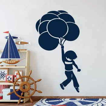 Balon duvar çıkartmaları Çocuk Odası İçin Uçan Erkek Duvar Çıkartmaları Dekor Oturma Odası Vinil Duvar Sticker Okul Sınıfı İçin W955  5