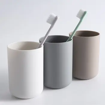 Banyo Tumblers Plastik Gargara Fincan Kahve Çay su kupası Ev Seyahat Düz Renk Diş Fırçası Tutucu Fincan Drinkware Araçları  5