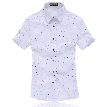 Baskılı Moda erkek Kısa Kollu Casual Gömlek Yeni Yaka Yumuşak İnce Slim Fit Erkek Elbise Gömlek Kore Giyim  5
