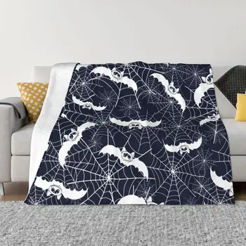 Cadılar bayramı Yarasalar Ve Örümcek Ağı Battaniye Mercan Polar Peluş Dekorasyon Yatak Odası Yatak Kanepe Yatak Örtüsü  5