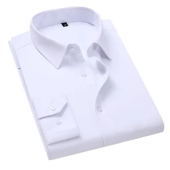 Camisas ajustadas para hombre, camisas de manga larga simples, informales, para oficina, 2022  4