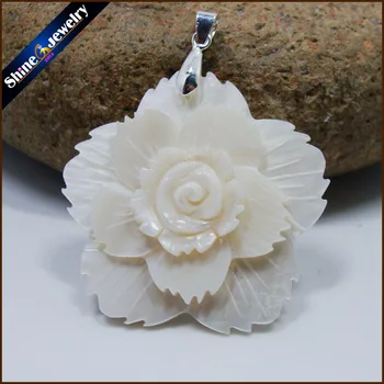 Collares Yeni Beyaz Doğal İnci Kabuk El oyması Çiçek Kolye Kolye Takı Vintage Bijoux Kadın Deri Zincir BS087  3