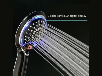 Dijital ekran LED renk değiştiren duş başlığı Yağmur Suyu tasarruflu duş başlığı led duş başlığı Siyah duş Duş başlığı  5