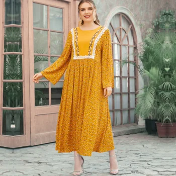Eid Mubarak Kaftan Abaya Dubai Türkiye İslam Artı Boyutu Pakistan Müslüman Arapça uzun elbise Kadınlar için Robe Femme Musulmane Longue  5