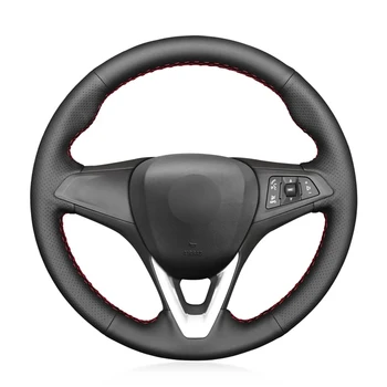 El dikişli Siyah Hakiki Deri Araba direksiyon kılıfı Opel Astra için (K) Corsa (E) Crossland X Grandland X Insignia  10