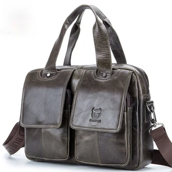 Erkek deri çok fonksiyonlu tek omuz messenger erkek çanta kafa katman dana moda taşınabilir evrak çantası  5