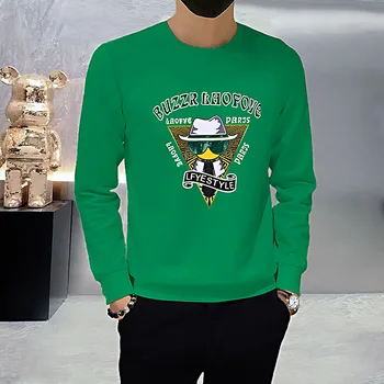 Erkek Hoodies Kış Yeni Moda Marka Karikatür Baskı Sıcak Elmas Tasarım Kazak O-Boyun Rahat Çok Renkli Kazak M-4XL  10
