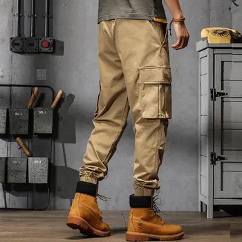 Erkekler Joggers Pantolon Sonbahar Yeni Moda Cep Amerikan Tulum Rahat Gevşek Tayt Kırpılmış Pantolon Giyim Kore Streetwear  10