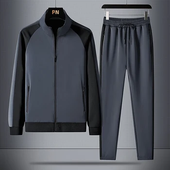 Erkekler spor giyim seti Rahat Eşofman Spor Koşu Dış Giyim Patchwork Ceket + Pantolon Takım Elbise Erkek Streetswear Artı Boyutu M-8XL  10