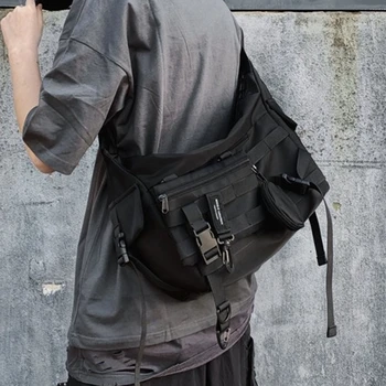Fonksiyonel stil Omuz Siyah çapraz postacı çantası Erkekler Kadınlar İçin Hip Hop Techwear Satchel Bel Goth Postacı  4