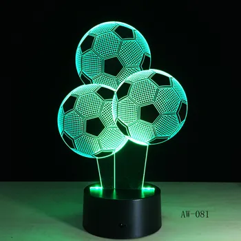 Futbol Balon Gece Lambası Spor 3D LED USB Lamba RC Dokunmatik Uzaktan Kumanda Renkli Degrade Görsel Çocuk Hediye AW-081  5