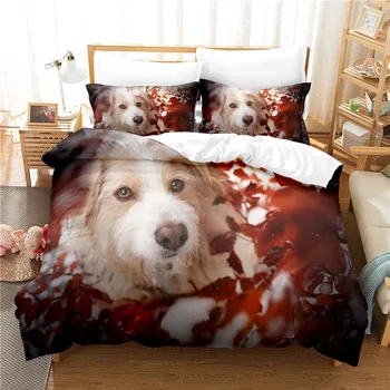 Güzel Köpek nevresim takımı Yorgan yatak örtüsü seti 3d Yatak Dijital Baskı çarşaf Kraliçe nevresim takımı Moda Tasarımı  2