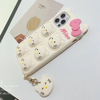 Hello Kitty Sanrio 3D unzip kolye ile Telefon Kılıfları iPhone 13 12 11 Pro MaxXR XS MAX 8X7 SE 2020 Arka Kapak  5