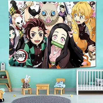 Iblis avcısı Tapestrys iblis avcısı Posteri Anime Dekor Oturma Odası duvar halısı Yatak Odası Kawaii Odası Dekor Anime Goblen  5
