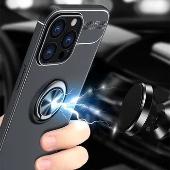 Iphone için kılıf 14 Pro Max Metal Halka Tutucu Silikon Tampon TPU Darbeye Dayanıklı arka kapak Apple iPhone 14 Pro Max A2894 A2651  5