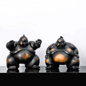 Japon Retro Sumo Masa Dekorasyon Oturma Odası Masaüstü Süsler Yaratıcı Ev Reçine El Sanatları Dekor Ev Geliştirme  5