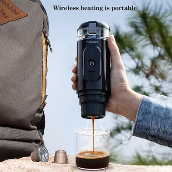 Kablosuz ısıtma elektrikli Espresso kahve makinesi taşınabilir kahve makinesi için araba ve ev toz kapsül şarj açık seyahat  2