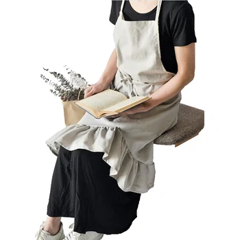 Kadın Bayan Restoran Önlükleri Ev Mutfak Cep Pişirme Pamuk Önlük Önlük Bahçe iş önlüğü  5