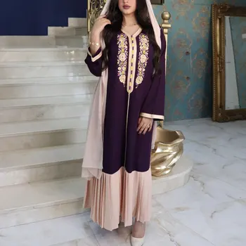 Kaftan Marocain Müslüman Fashuon Elbise Eid Kaftan Başörtüsü çarşaf islami Giyim Elbiseler Abays için Kadın Vestido Robe Femme Musulmane  5